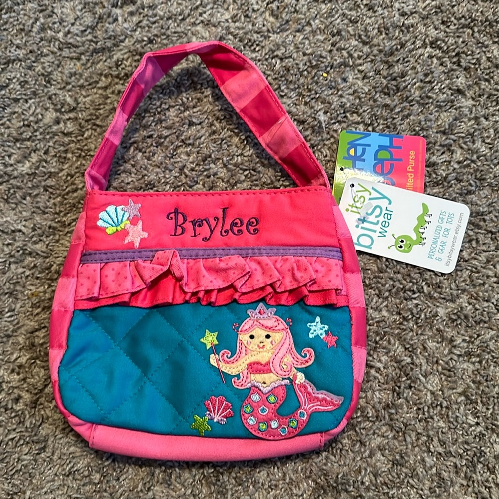 Quilted Purse Mermaid / Pink / NWT Name Brylee embroidered on it